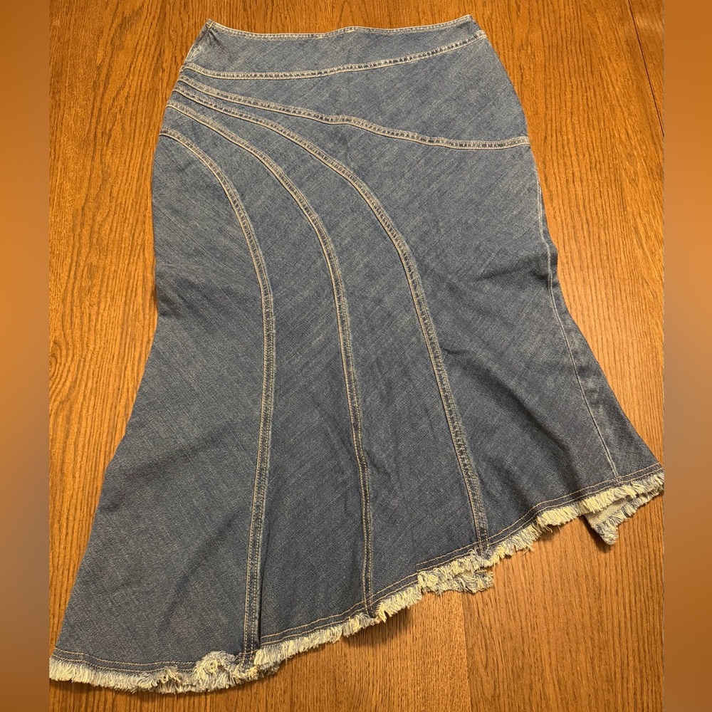 Anthropologie Pilcro Medium Blue Asymmetrical Paneled Denim Skirt NWT - Picture 6 of 8